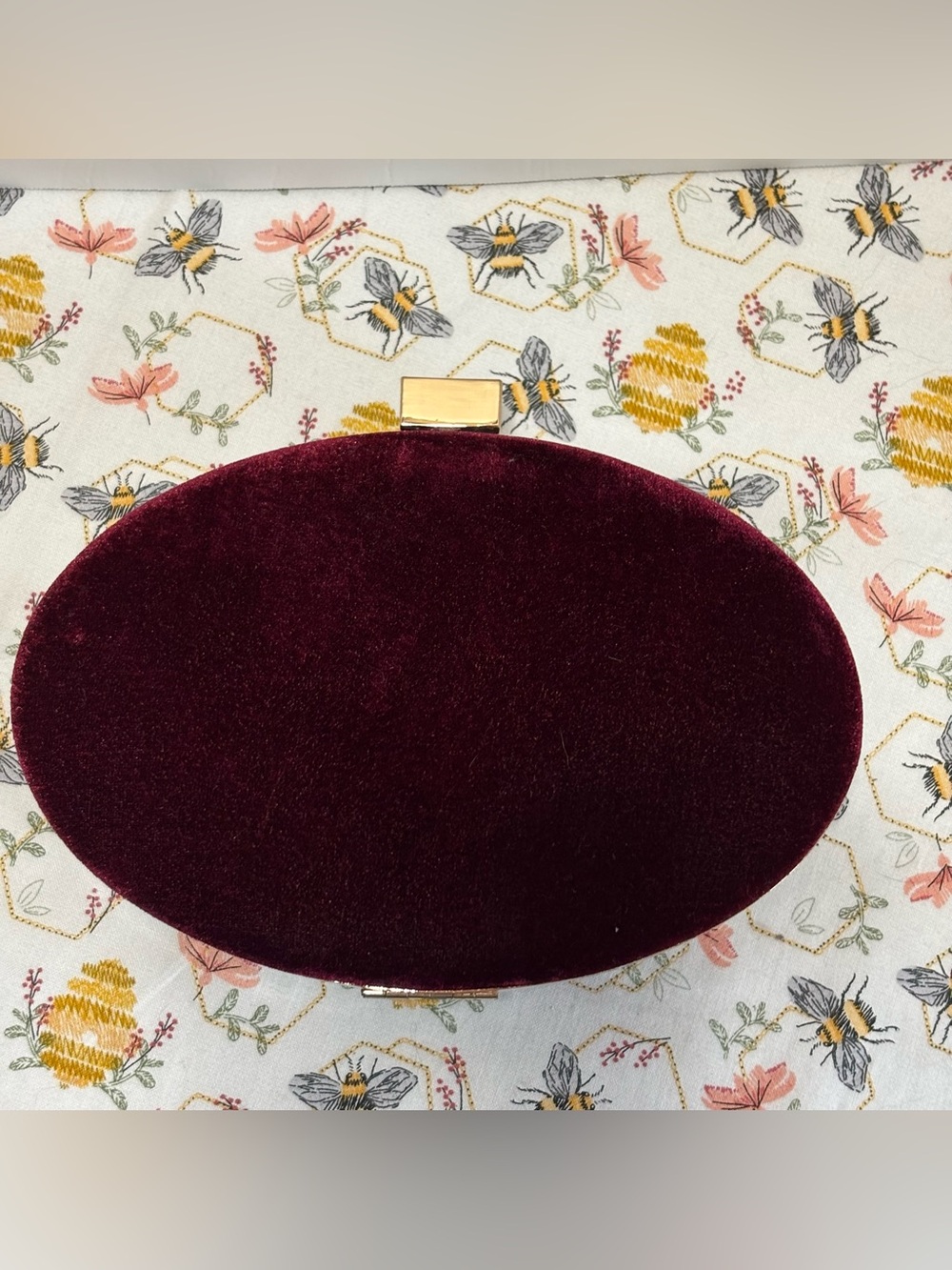 Sole Society Velvet Oval Clutch in Wine